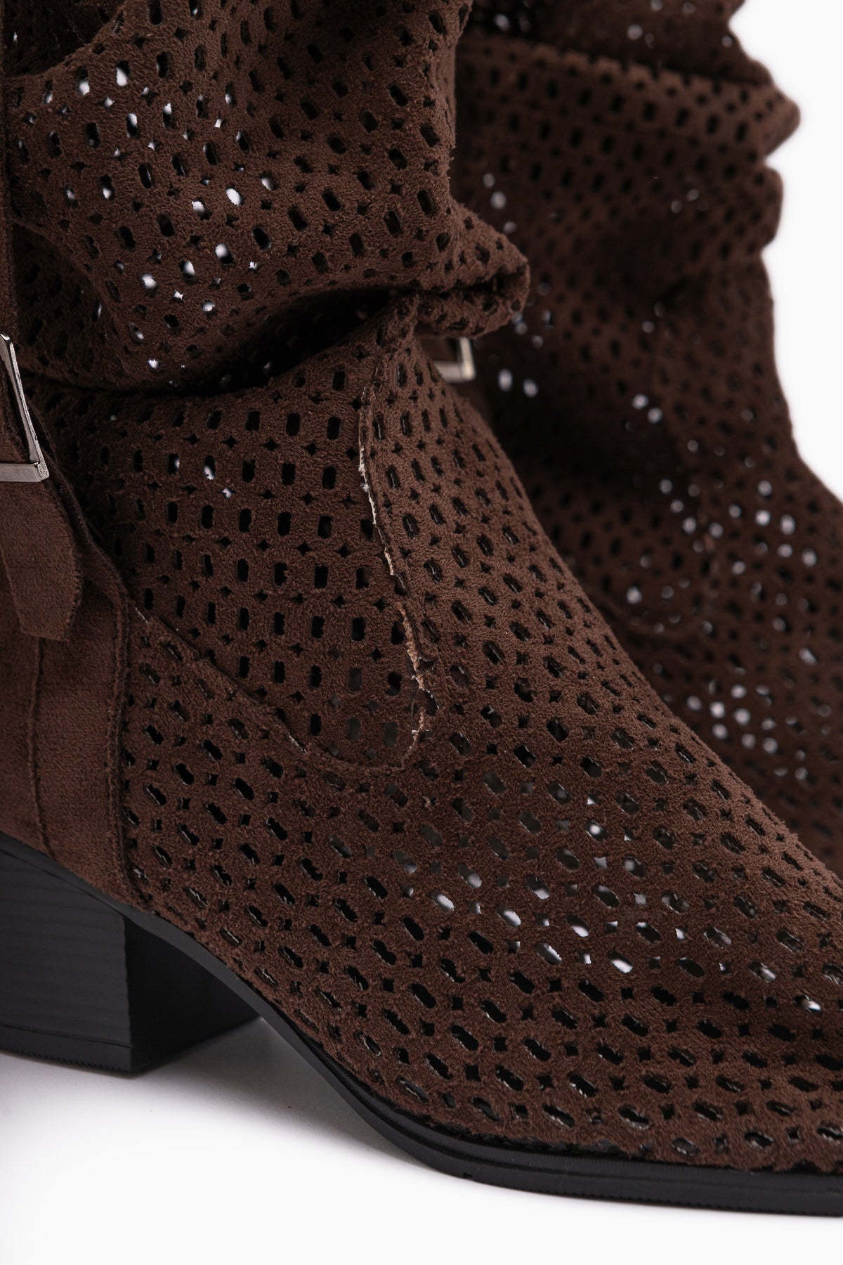 Orietta Kahve Süet Lazer Kesim Körüklü Yazlık Çizme