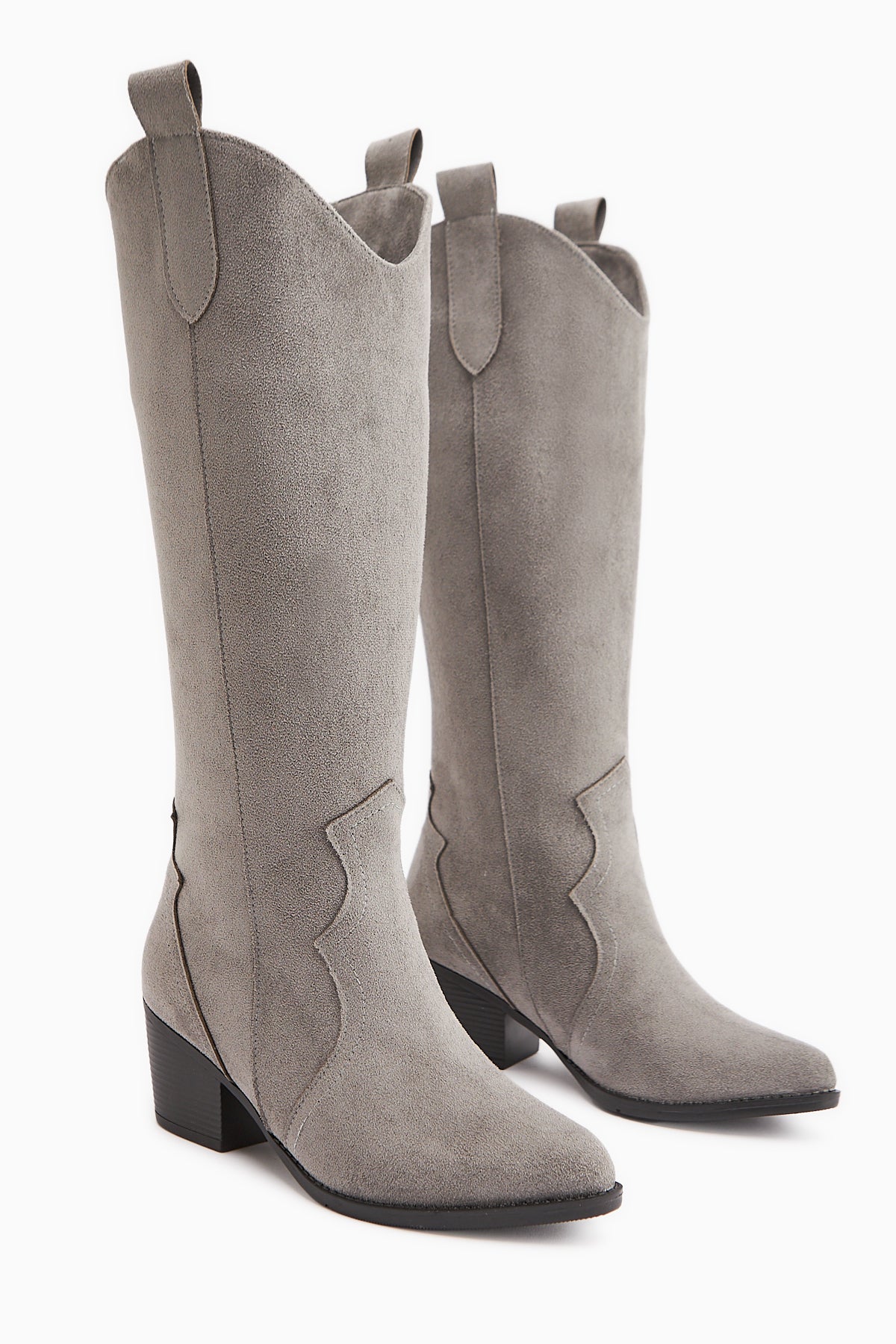 Lhena Gri Süet Western Çekme Çizme