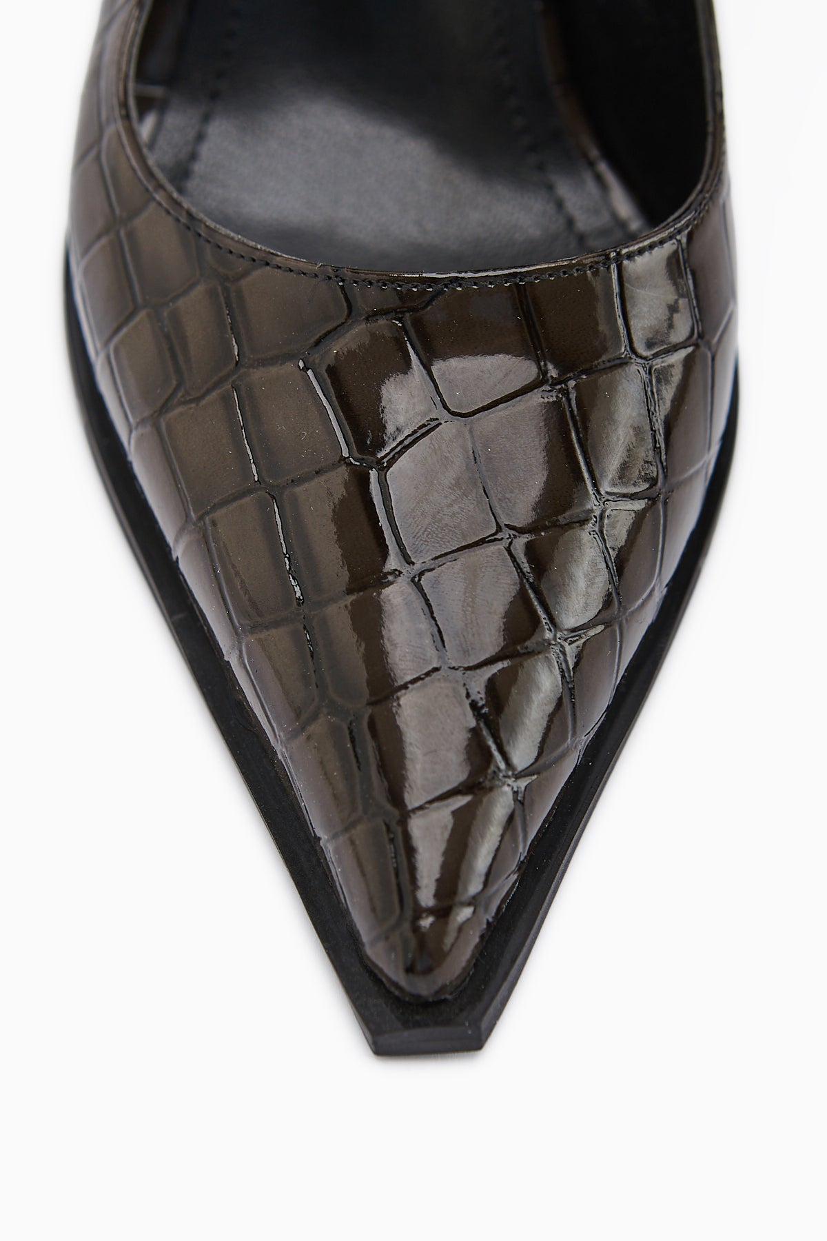 Lucy Kahve Kroko Kalın Topuklu Ayakkabı Kadın Stiletto