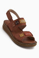 Loreta Hakiki Deri Taba Çift Bantlı Kadın Sandalet