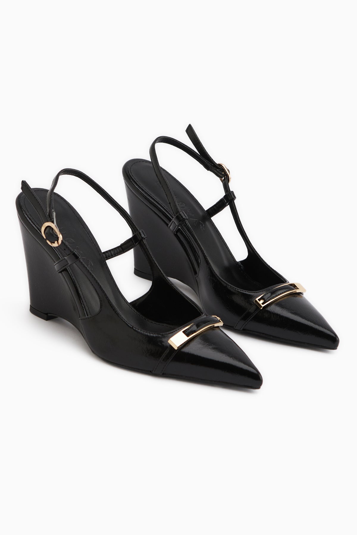 Phia Siyah Tokalı Dolgu Topuklu Kadın Sandalet