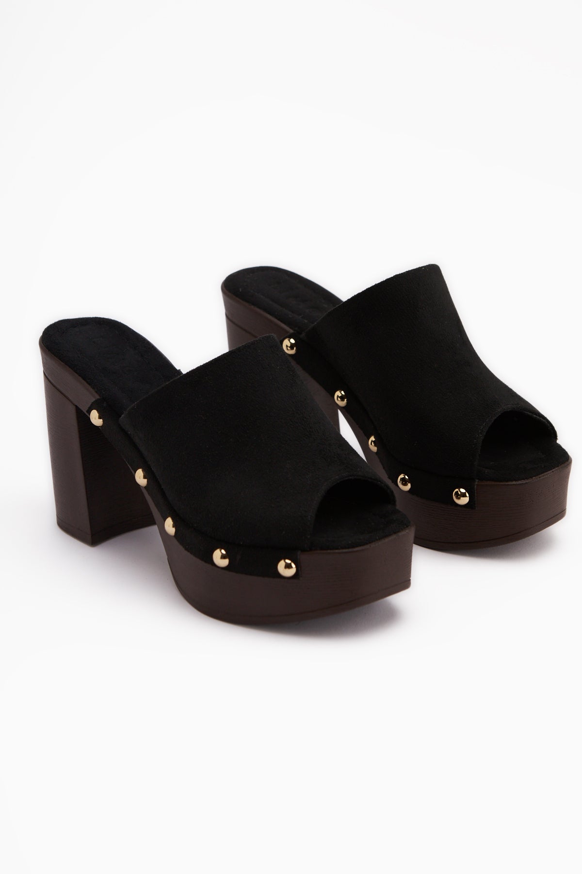 Gracia Siyah Süet Platform Topuklu Kadın Terlik