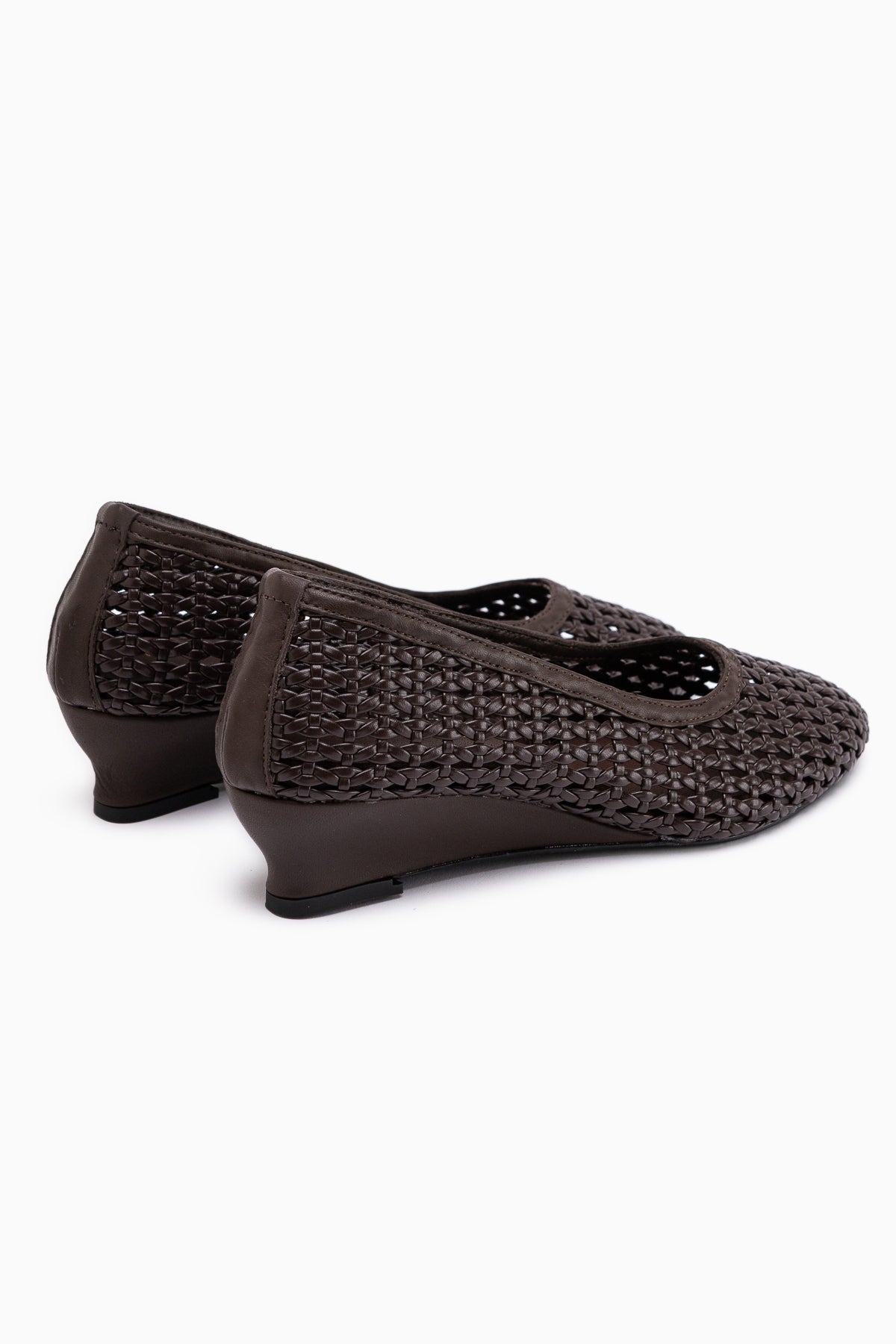 Viola Hakiki Deri Kahve Örgü Kadın Topuklu Ayakkabı