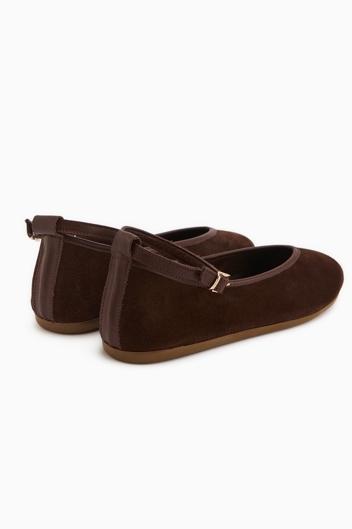 Jenin Hakiki Deri Kahve Süet Kemerli Kadın Babet