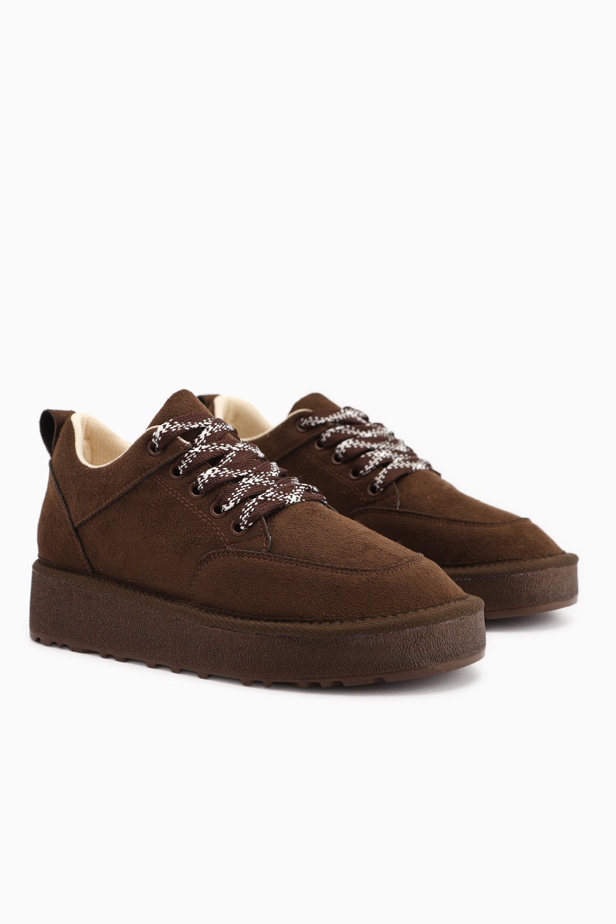 Edle Kahve Süet Bağcıklı Kadın Bot