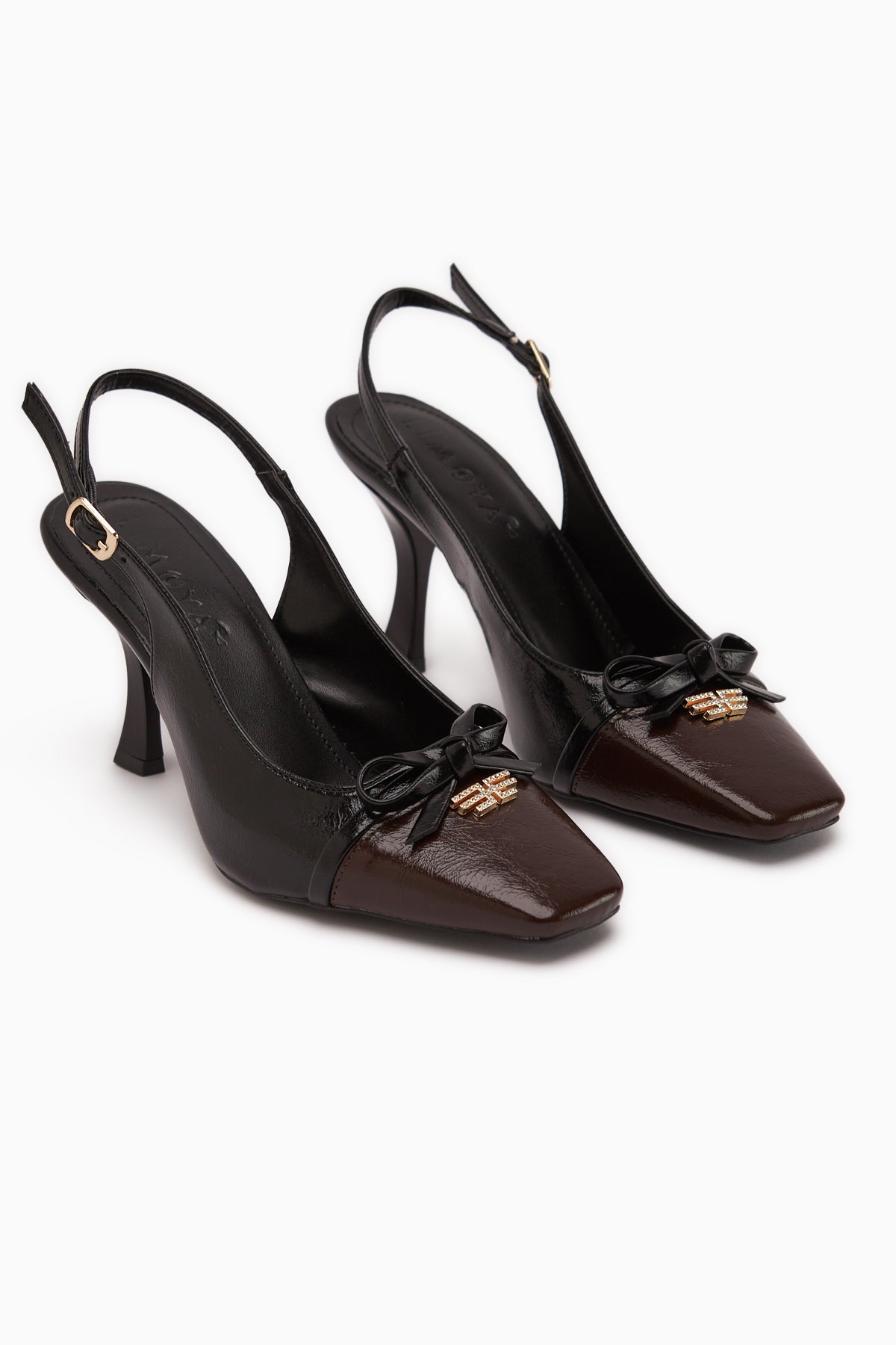 Emila Siyah Fiyonklu Kadın Topuklu Ayakkabı