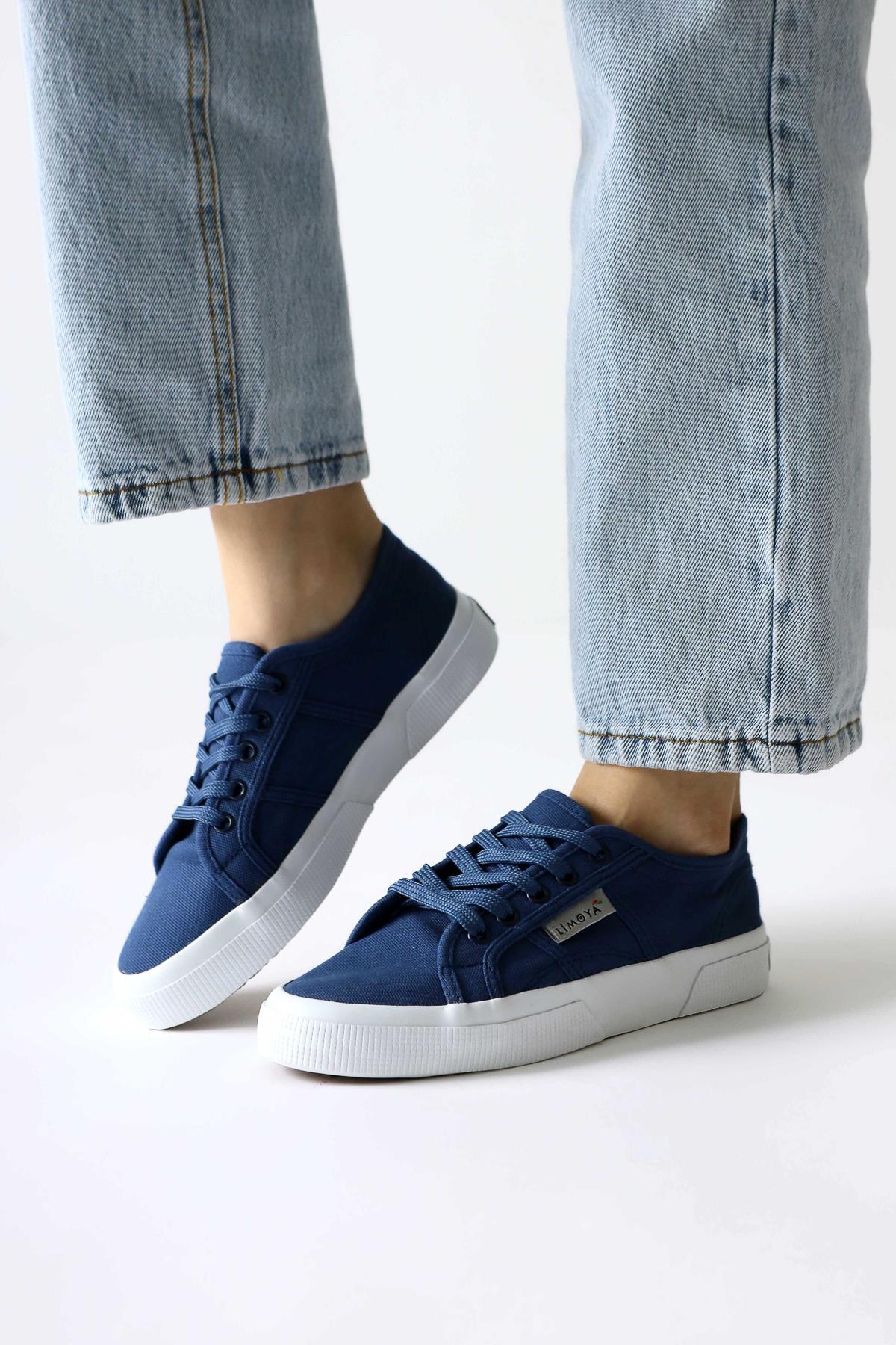 Timon Lacivert Rahat Taban Keten Sneakers