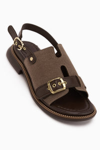 Neveen Kahve Süet Tokalı Kadın Sandalet