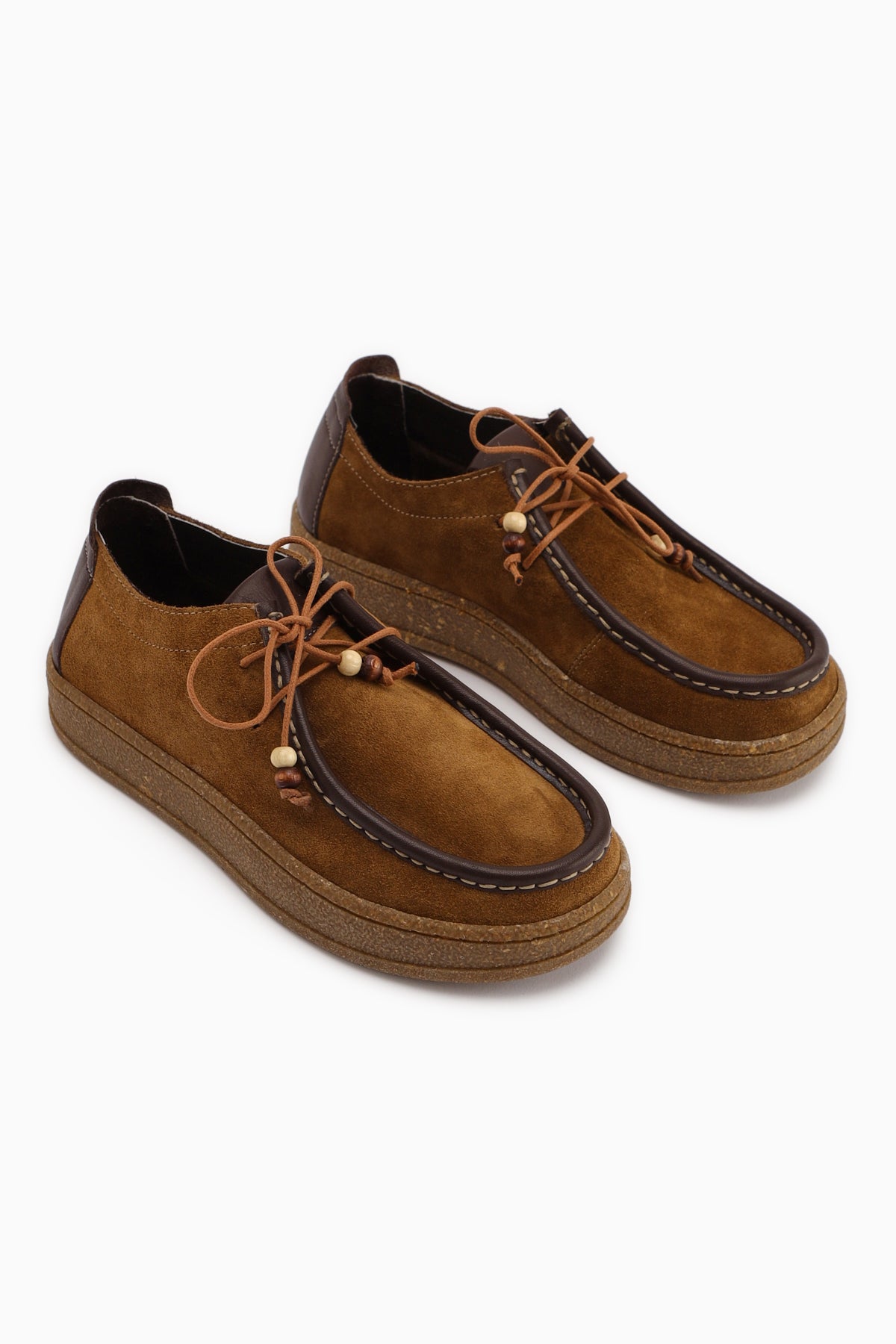 Polin Hakiki Deri Vizon Süet Bağcıklı Günlük Loafer Ayakkabı