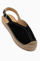 Lydia Hakiki Deri Siyah Süet Hasır Detaylı Kadın Sandalet