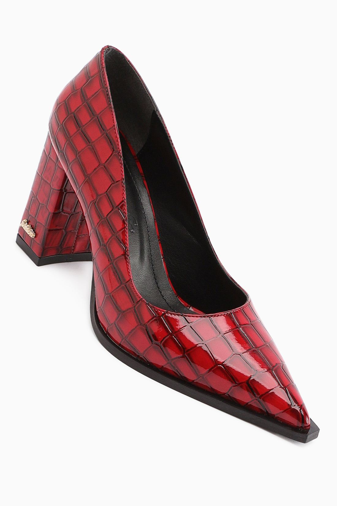 Lucy Bordo Kroko Kalın Topuklu Ayakkabı Kadın Stiletto