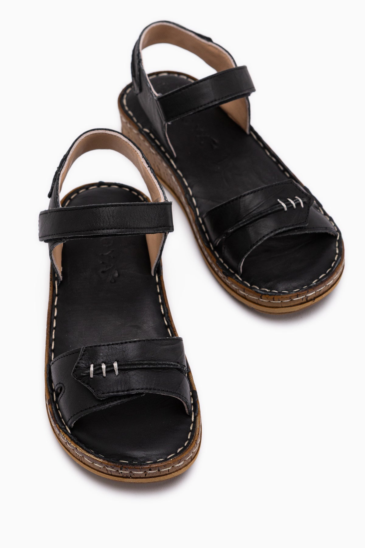 Leone Hakiki Deri Siyah Kadın Sandalet