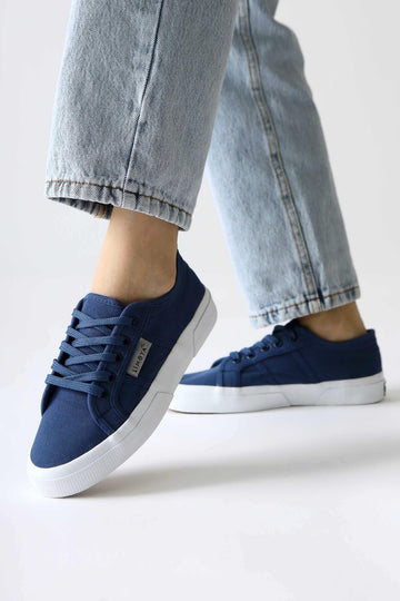 Timon Lacivert Rahat Taban Keten Sneakers
