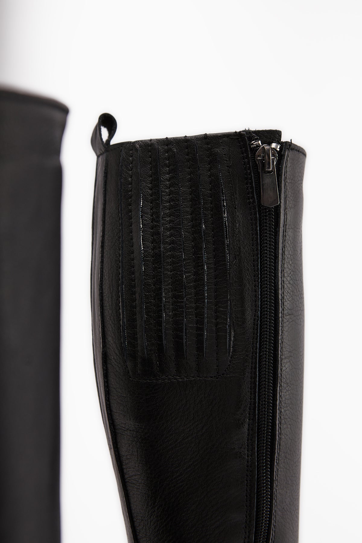 Ella Hakiki Deri Siyah Platform Topuklu Kadın Çizme