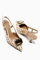 Ela Bej Sivri Burunlu Lazer Kesim Taşlı Kadın Topuklu Ayakkabı