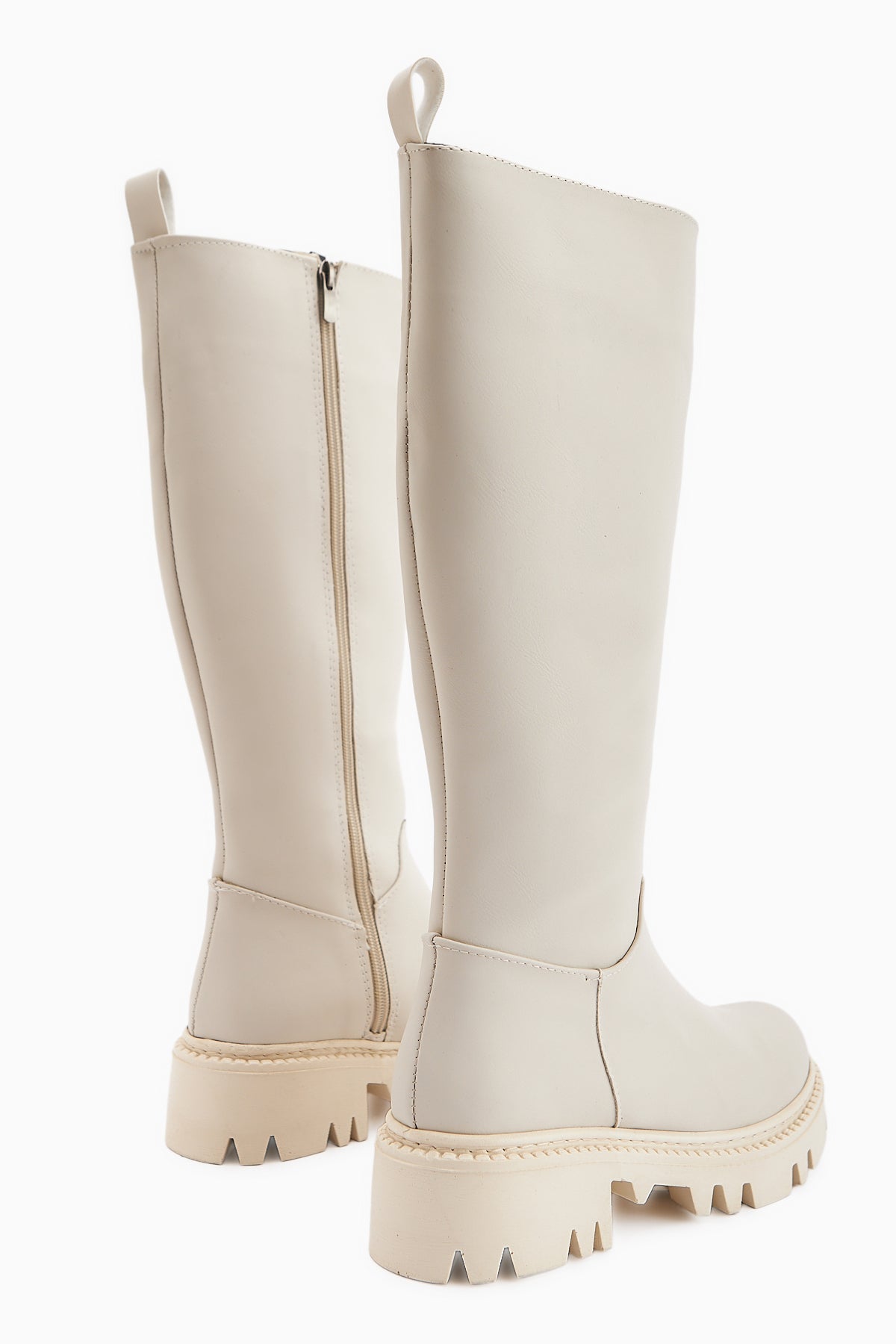 Escada Bej Kalın Tabanlı Fermuarlı Çizme