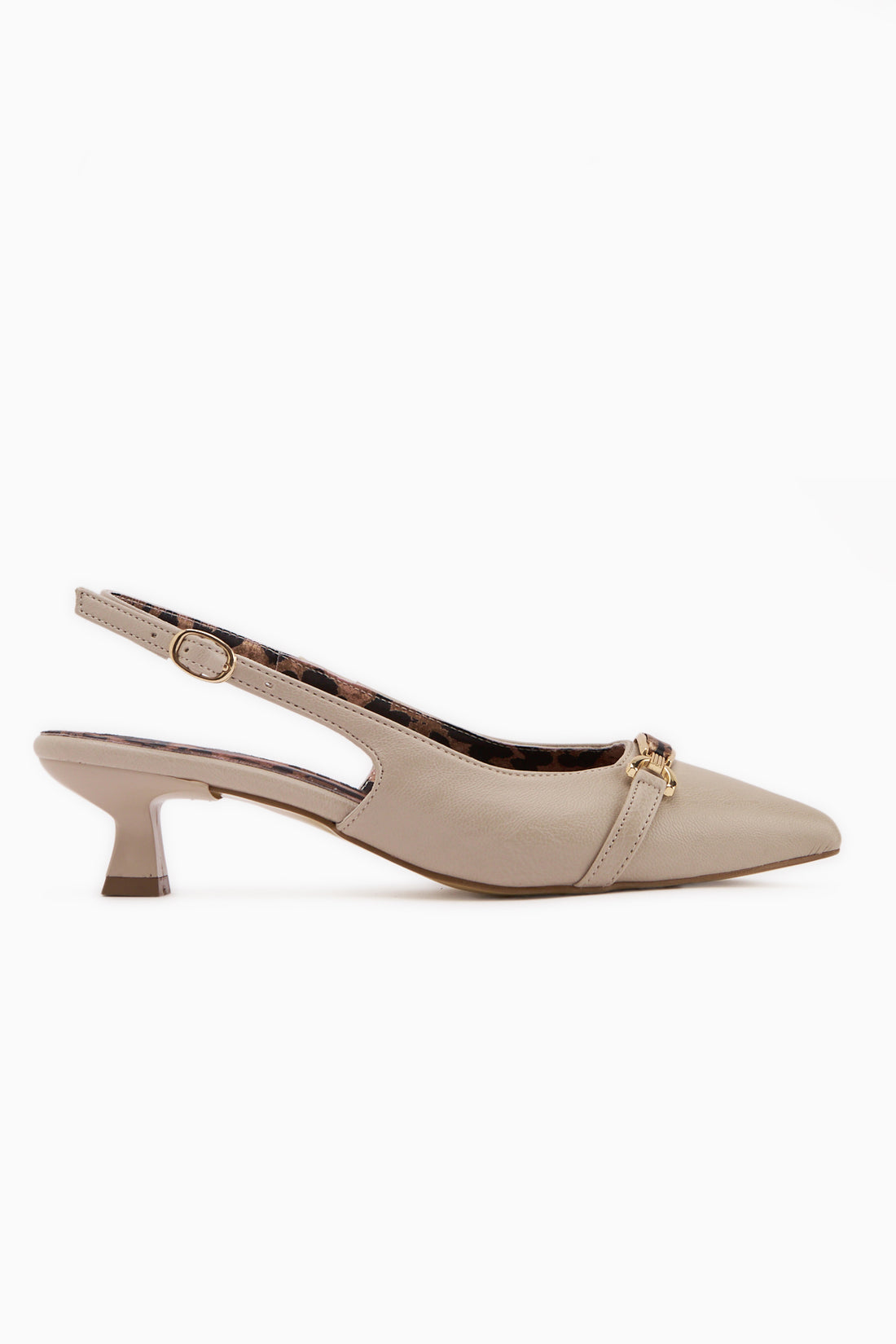 Dima Bej Leopar Desenli Kısa Topuklu Kadın Ayakkabı