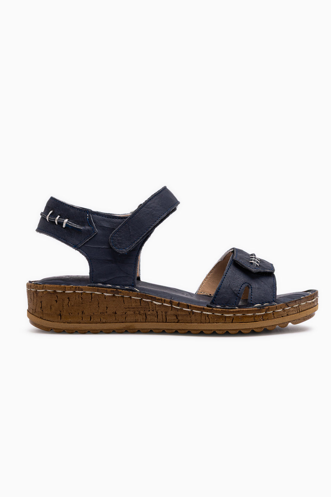 Leone Hakiki Deri Lacivert Kadın Sandalet