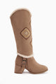 Hilka Vizon Süet Çıkarılabilir Konçlu Etnik Desenli Bot-Çizme