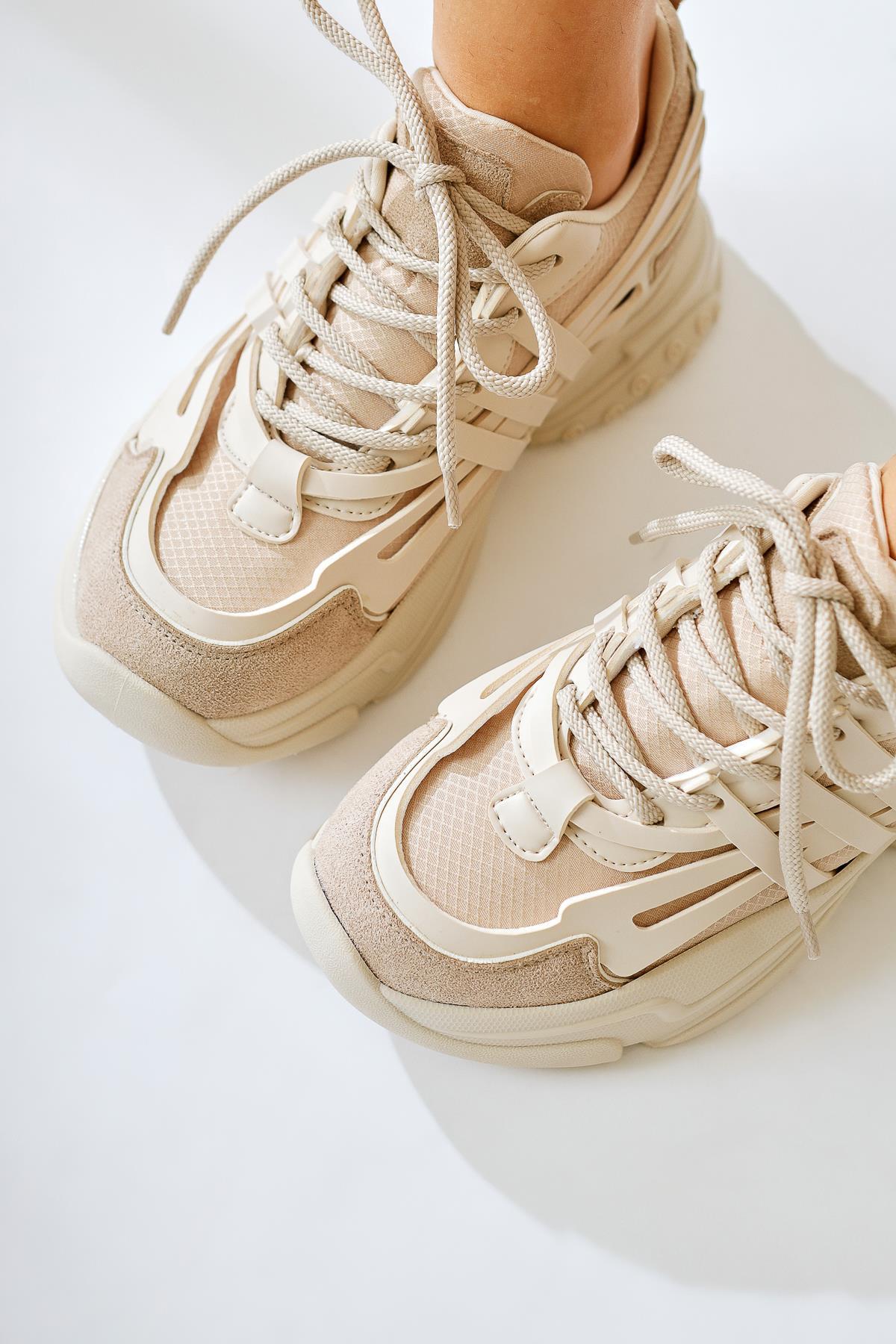 Eddy Vizon Asimetrik Kesim Deri Detaylı Paraşüt Kumaş Sneakers