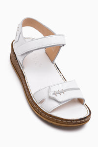 Leone Hakiki Deri Beyaz Kadın Sandalet