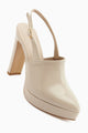 Marlen Bej Sivri Burunlu Slingback Platform Topuklu Kadın Ayakkabı
