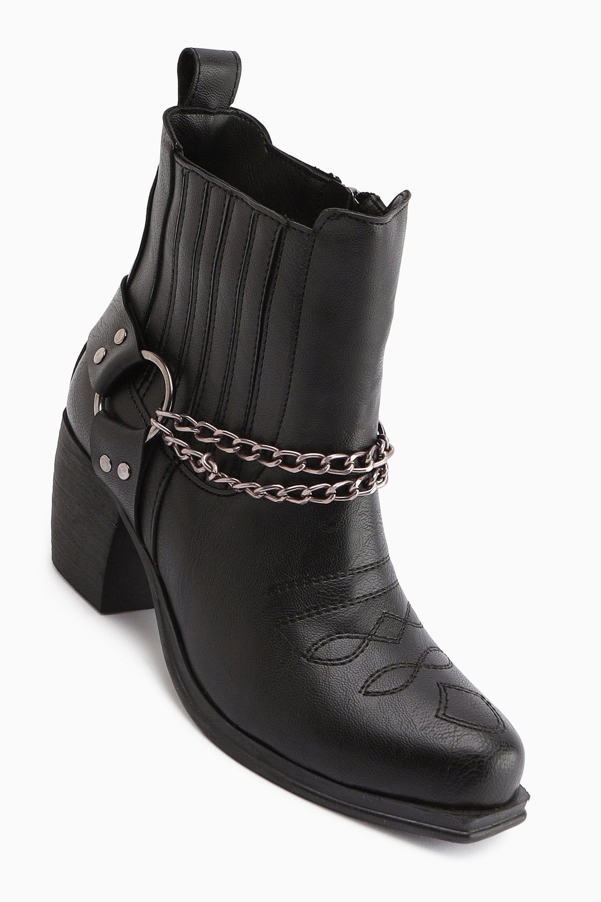 Deana Siyah Nakışlı Kadın Western Bot