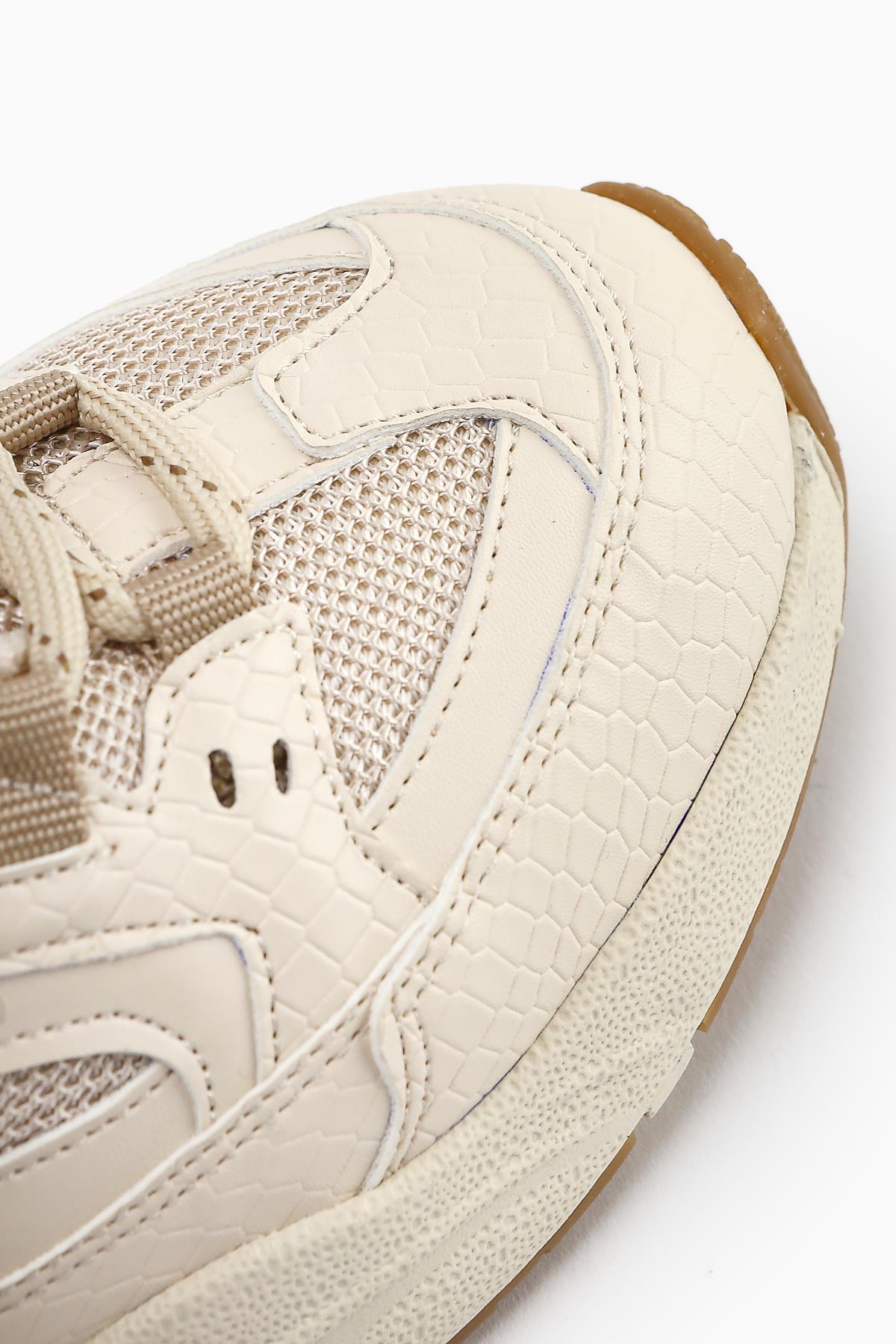 Caisa Bej Tekstil Detaylı Bağcıklı Kadın Sneakers