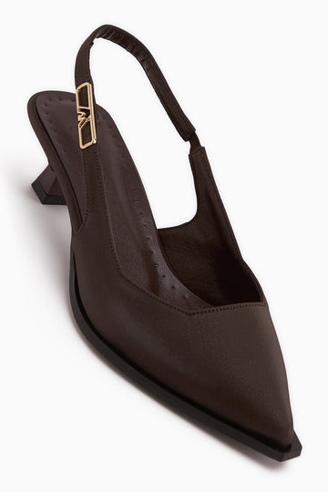 Gina Kahve Kısa Topuklu Kadın Ayakkabı