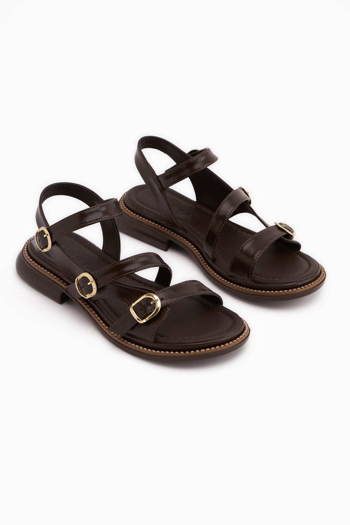Myra Kahve Çift Bantlı Kadın Sandalet
