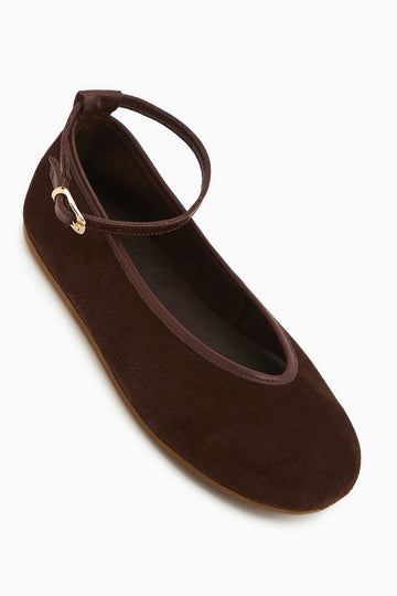 Jenin Hakiki Deri Kahve Süet Kemerli Kadın Babet