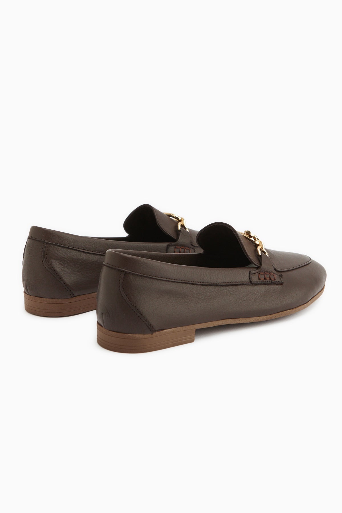 Alessa Hakiki Deri Kahve Tokalı Loafer Kadın Günlük Makosen Ayakkabı