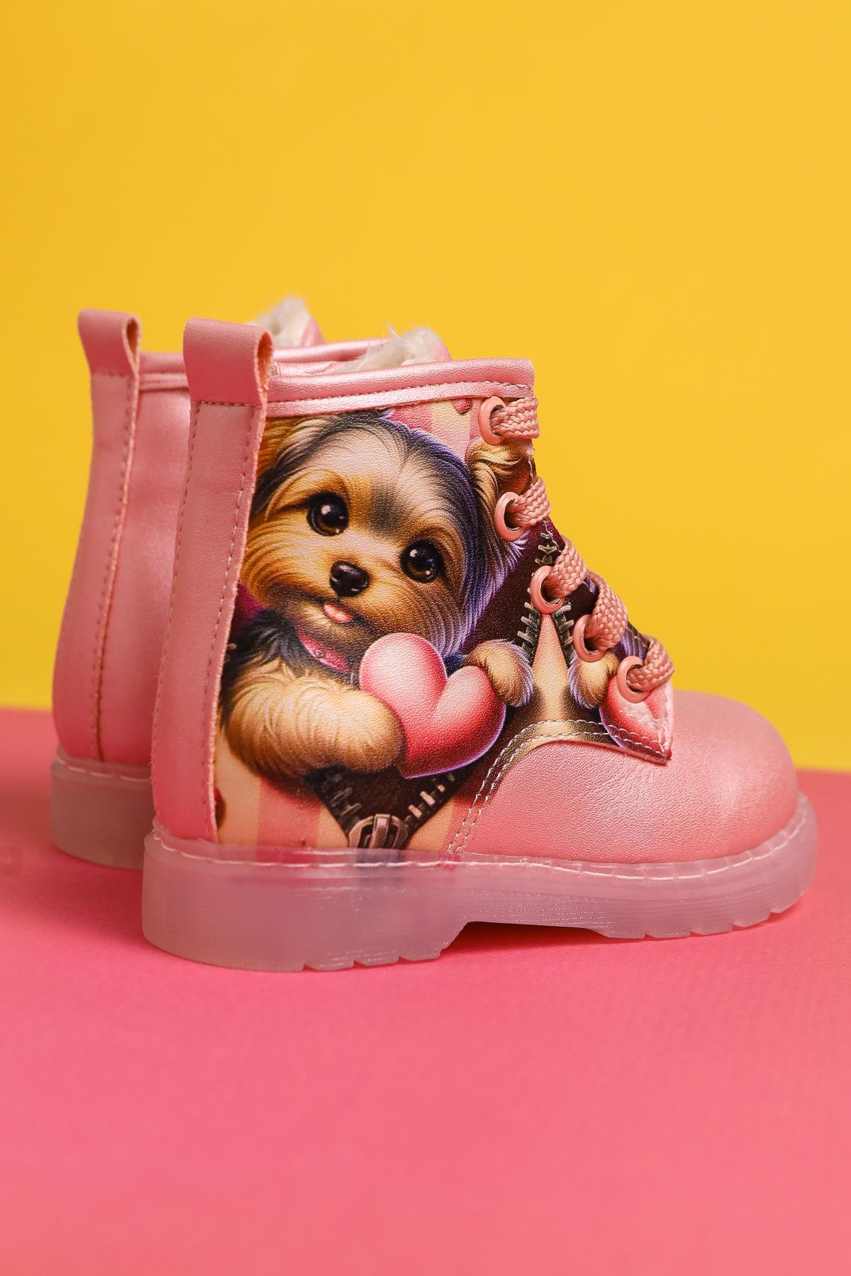 Jannice Pembe Çizgi Karakter Baskılı Bağcıklı Işıklı Bebe Bot