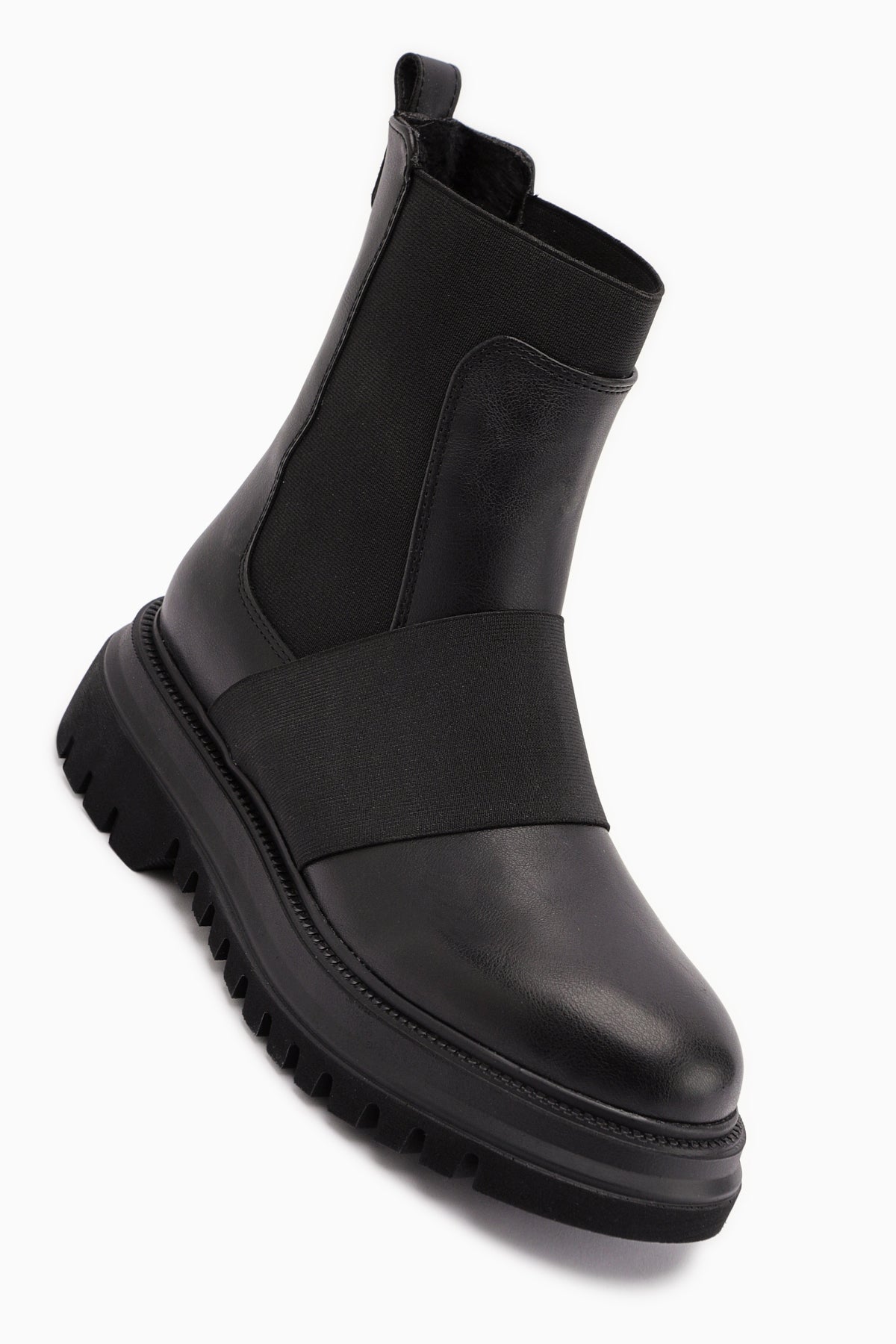 Millena Siyah Süet Lastik Kemer Detaylı Çekme Bot