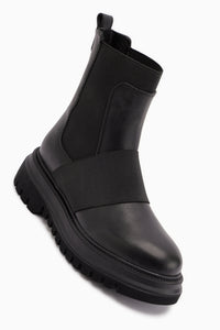 Millena Siyah Süet Lastik Kemer Detaylı Çekme Bot