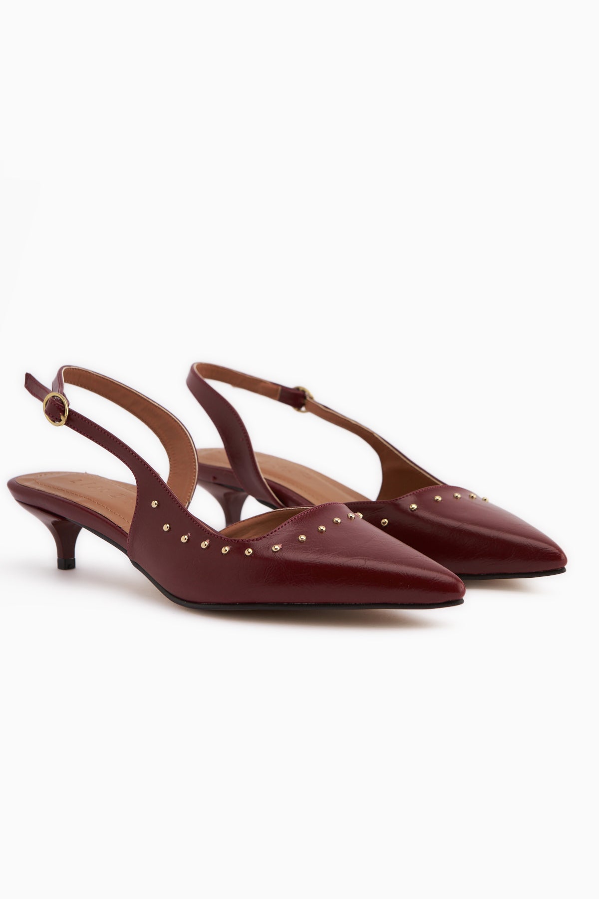 Marica Bordo Troklu Kısa Topuklu Kadın Ayakkabı