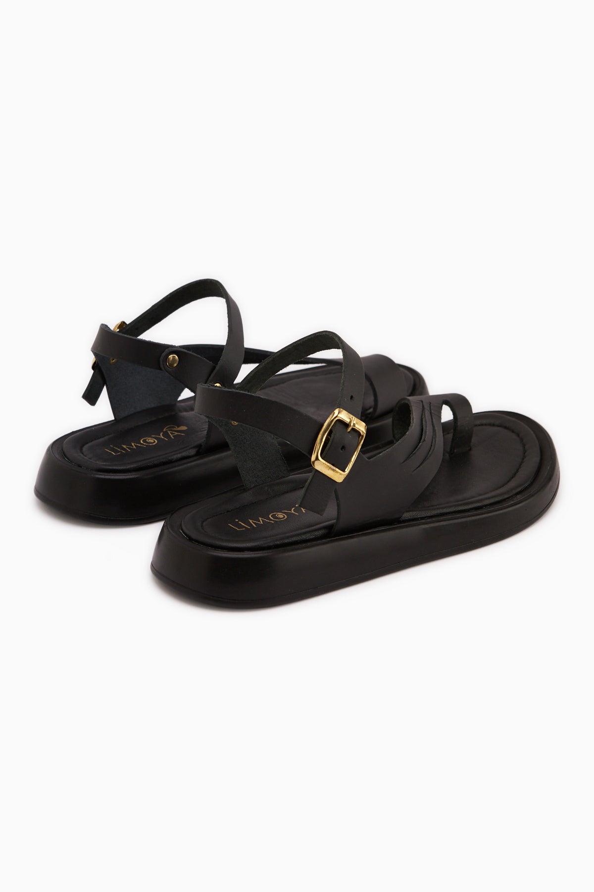 Annia Hakiki Deri Siyah Parmak Arası Kadın Sandalet