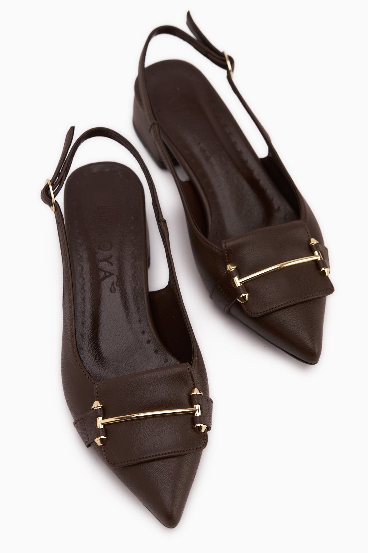 Enja Kahve Tokalı Kısa Topuklu Kadın Topuklu Ayakkabı