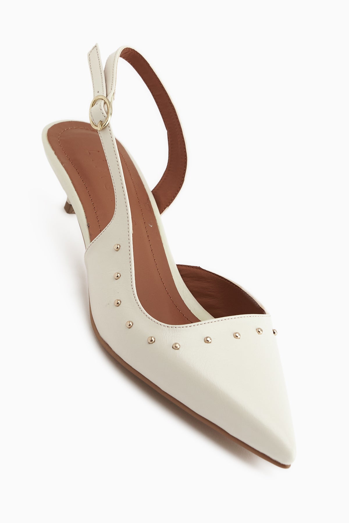 Marica Bej Troklu Kısa Topuklu Kadın Ayakkabı