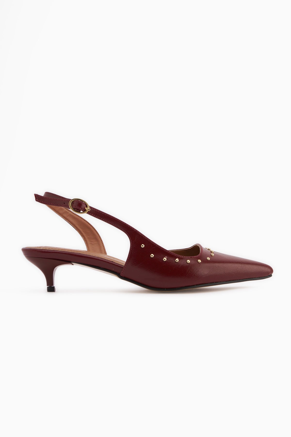 Marica Bordo Troklu Kısa Topuklu Kadın Ayakkabı