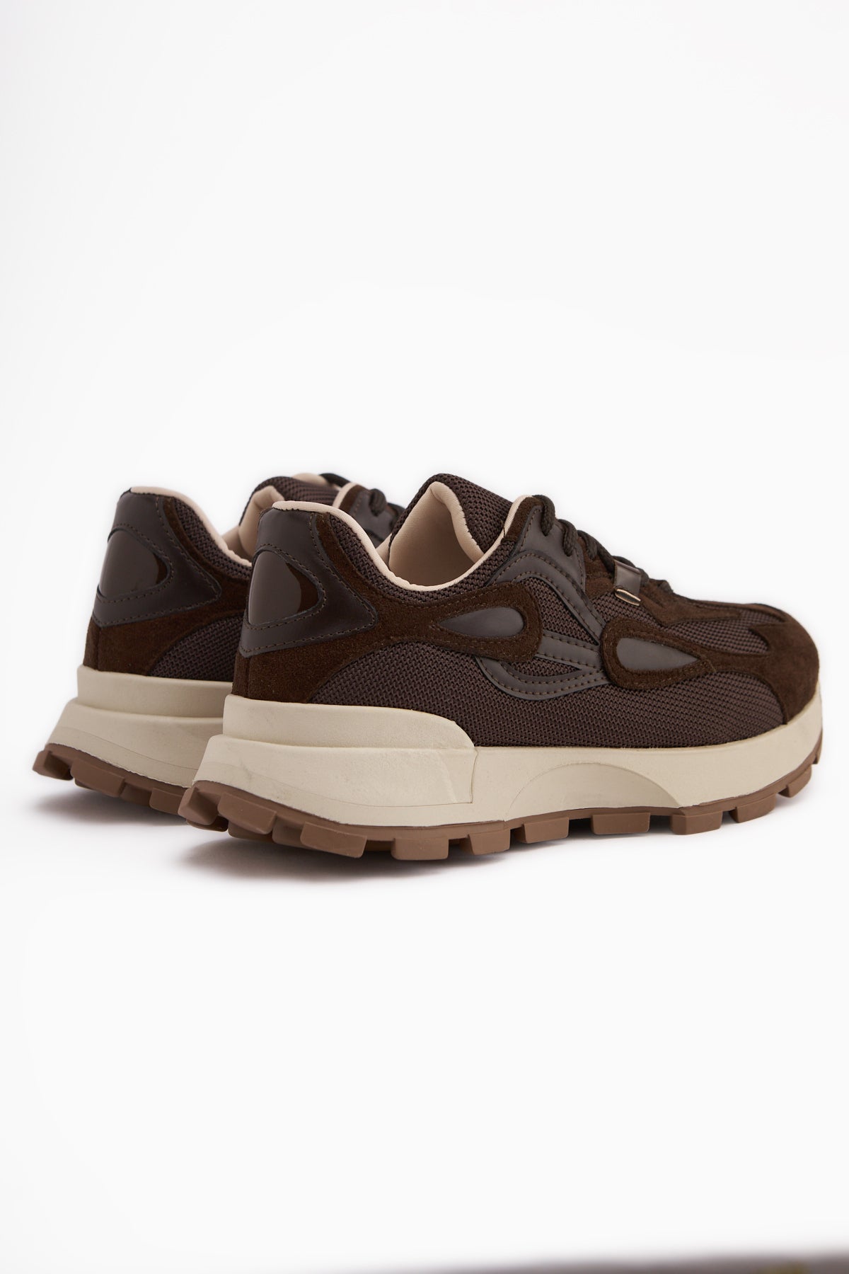 Bisera Kahve Triko-Süet Spor Ayakkabı