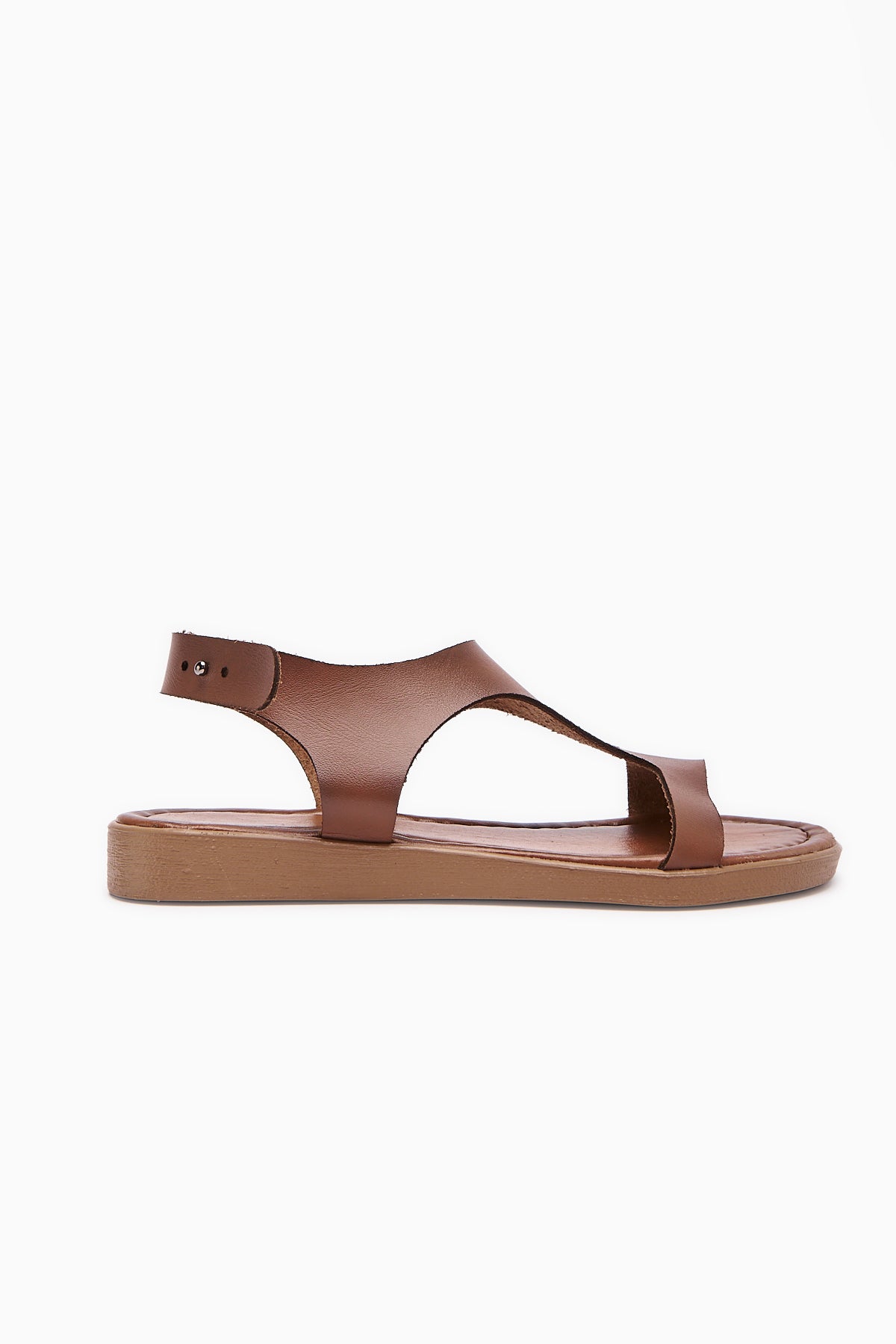 Hakiki Deri Coral Taba Asimetrik Kesim Sandalet