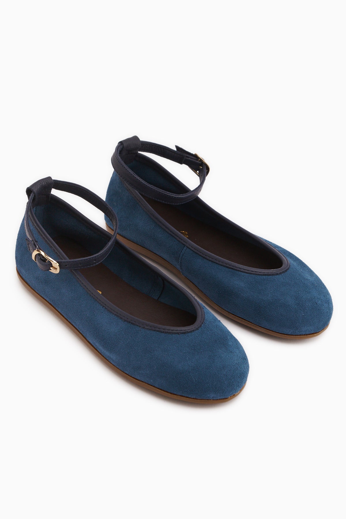 Jenin Hakiki Deri Lacivert Süet Kemerli Kadın Babet
