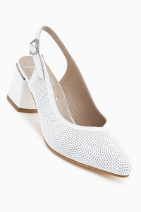 Ravina Hakiki Deri Beyaz Kadın Topuklu Ayakkabı