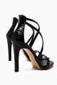 Liane Siyah Dokulu Deri Baskı Çapraz Bantlı İnce Topuklu kadın Ayakkabı