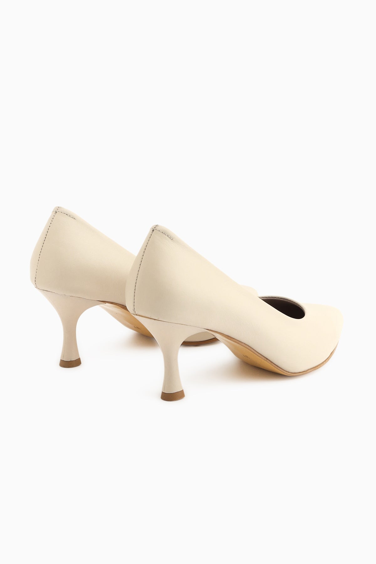 Kiara Hakiki Deri Bej Kadın Topuklu Ayakkabı Stiletto