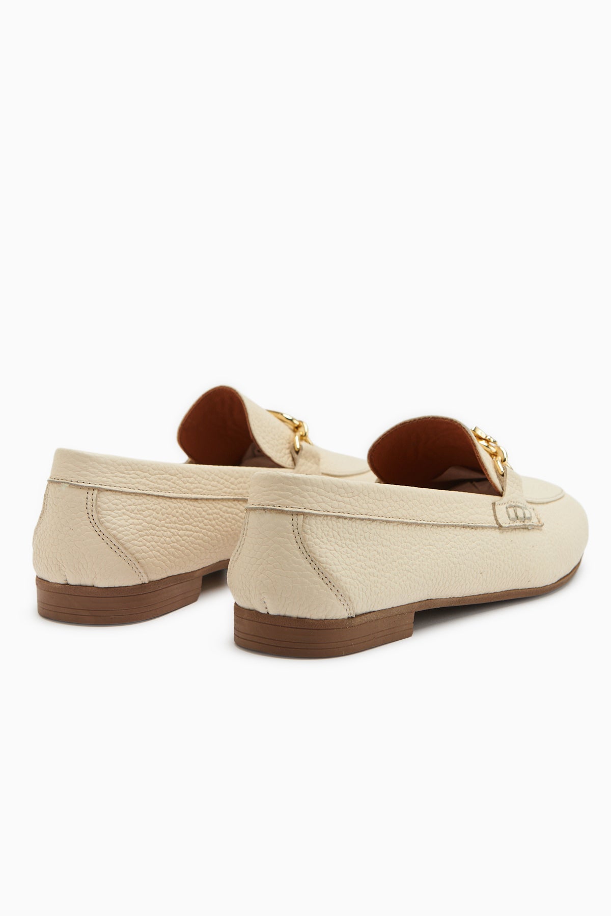 Alessa Hakiki Deri Bej Tokalı Loafer Kadın Günlük Makosen Ayakkabı