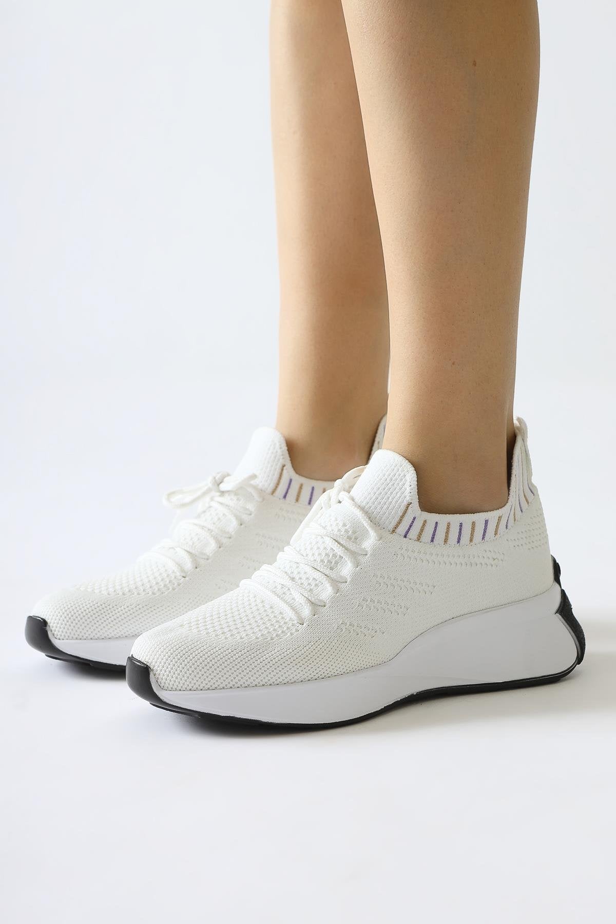 Minni Beyaz Örgü Sneakers