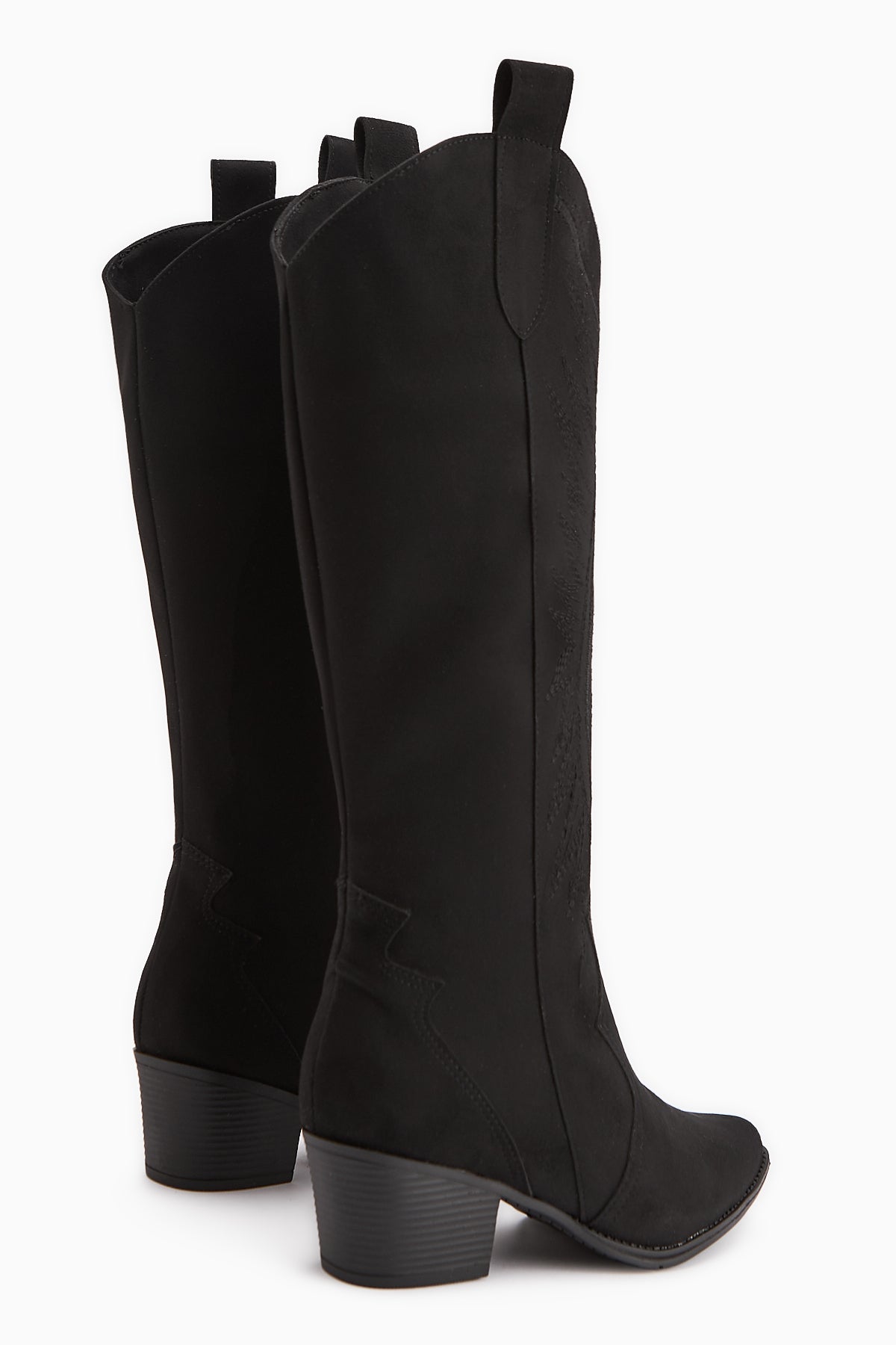 Hero Siyah Süet Nakışlı Kovboy Çizme