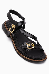 Maggy Siyah Çapraz Bantlı Kadın Sandalet